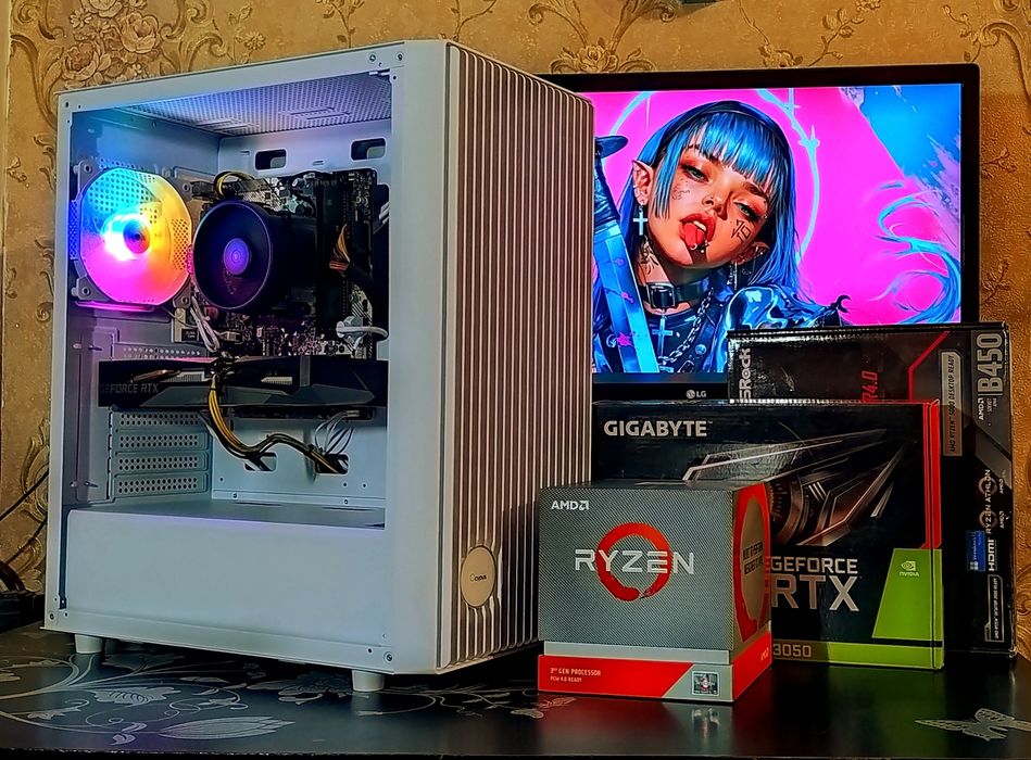 RTX3050 8gb/ Ryzen 5 3600/ B450/ 16gb DDR4 SSD s-AM4 игровой компьютер