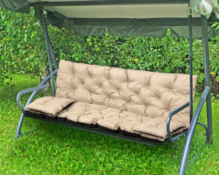 Poduszka ogrodowa 180x60x50 cm + 2 poduszki na ławkę huśtawkę beżowa