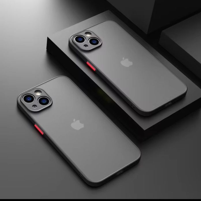 Новий матовий чохол для iPhone 15 Pro Max (Чорний / Червоні кнопки)