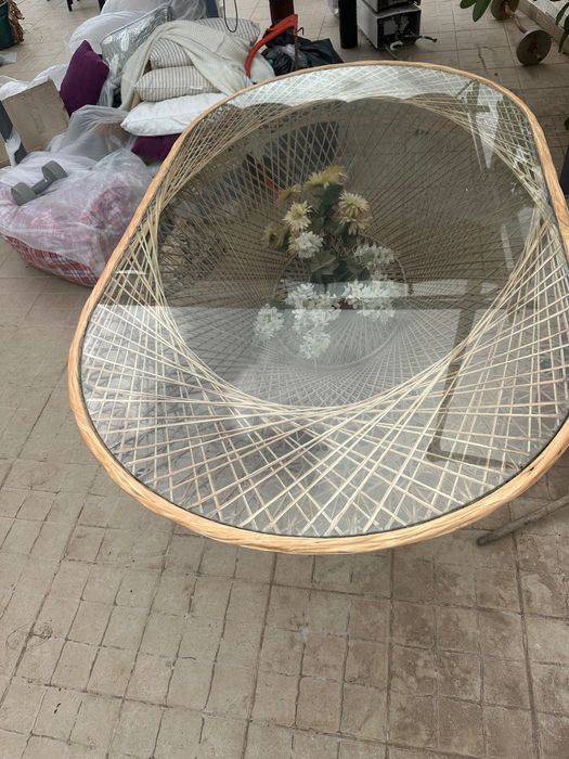 Mesa imitação bambu, estilo italiano, interior e exterior