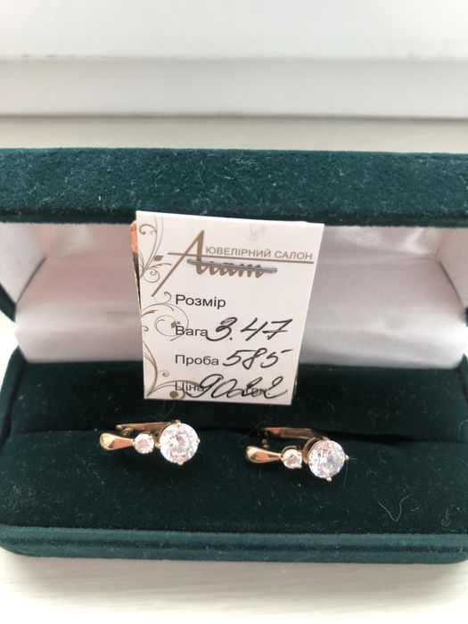 Серьги золото 585 новые с фианитами