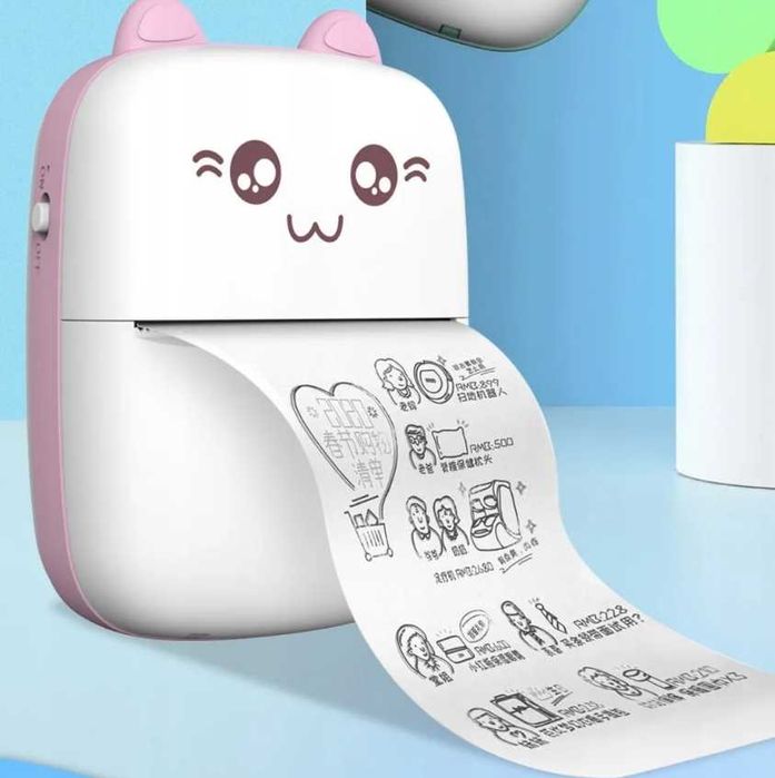 Drukuś mini drukarka różowa przenośna do zdjęć + 11 rolek gratis