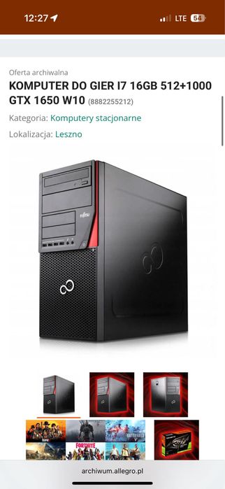 Komputer gamingowy Fujitsu Esprimo P720 – i7 / 16 GB RAM / GTX 1650