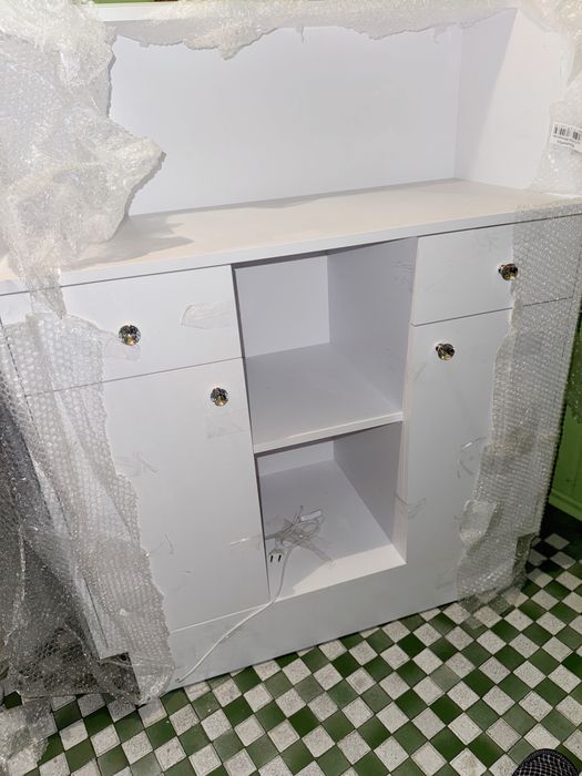 Lada recepcyjna recepcja podświetlana led biała złota