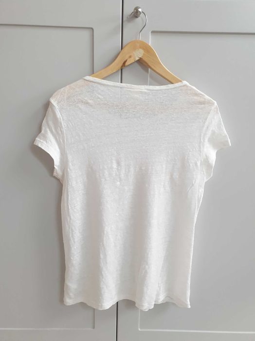 Biała koszulka t-shirt lniany 100% len H&M 38