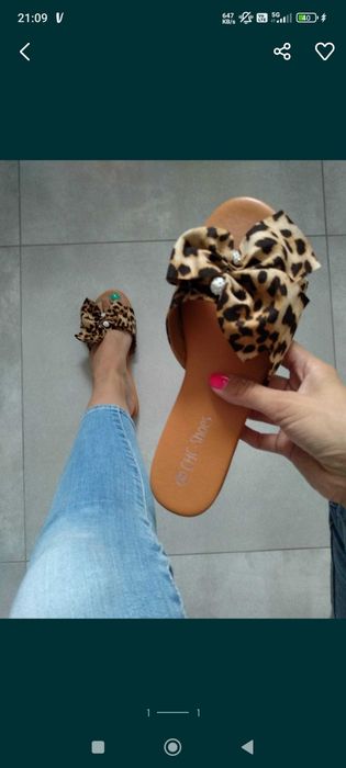 Klapki damskie w panterkę r.37
