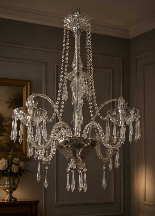 Candeeiro - Lustre em Cristal e Vidro Estilo Napoleão III – Final do Século XIX