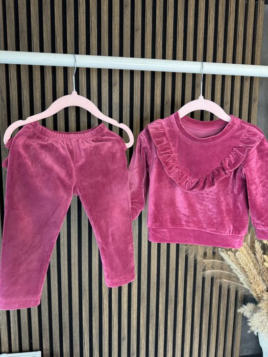 Welurowy zestaw bluza i spodnie handmade 86