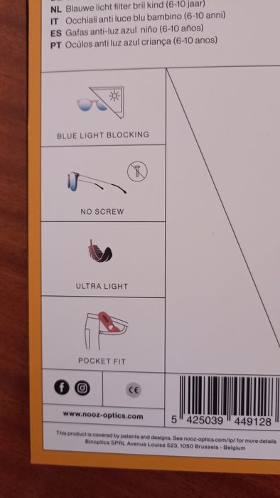 Óculos de criança Nooz para proteção luz azul