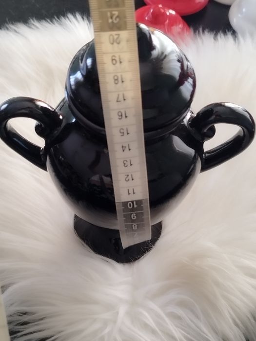 Quartinha preta, Quartinha Exu e Pomba com asa 20cm