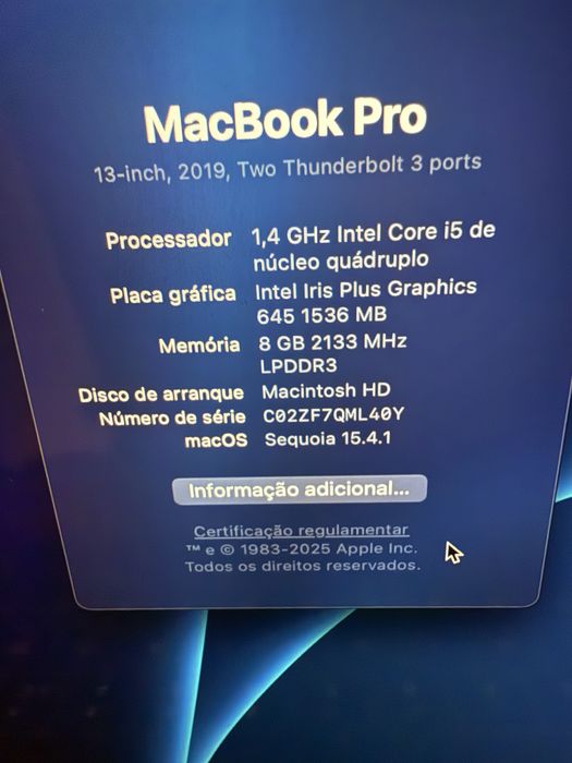 MacBook Pro 13-inch, 2019, Two Thunderbolt 3 ports