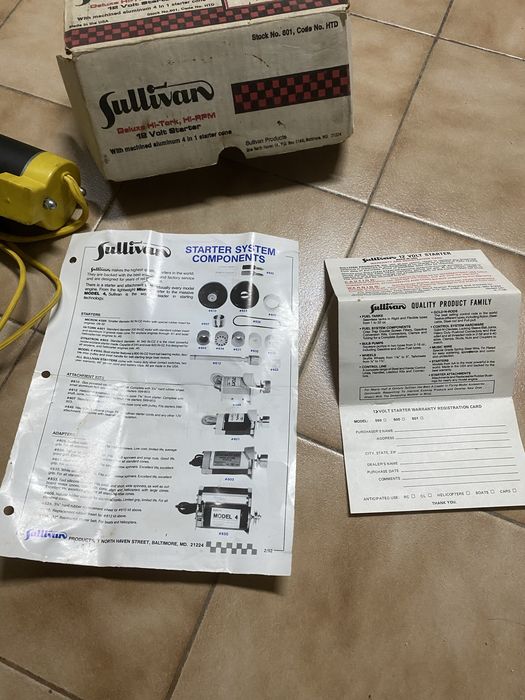 Arrancador Elétrico Sullivan Hi-Tork 12V RC (Caixa e Manuais originais de 1991)