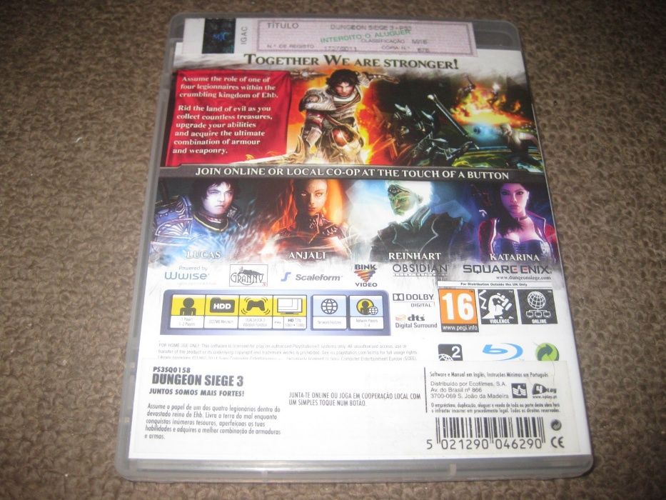 Jogo "Dungeon Siege III" para PS3/Completo!