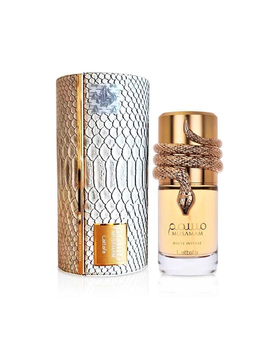 Lattafa Musamam White Intense EDP 100ml | Sândalo e Coco | Estojo Cobra
