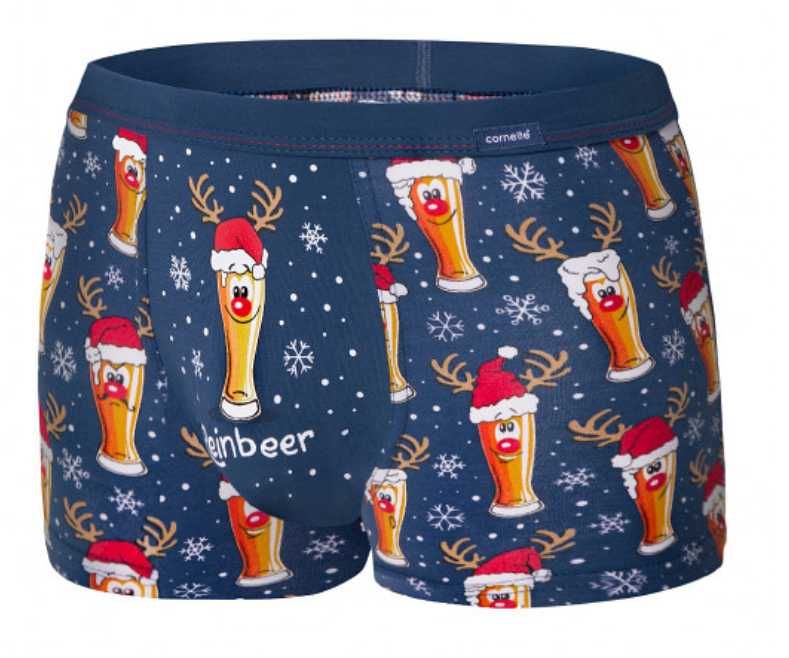 bokserki męskie świąteczne BEER granatowe rozm. S i XL wyprzedaż