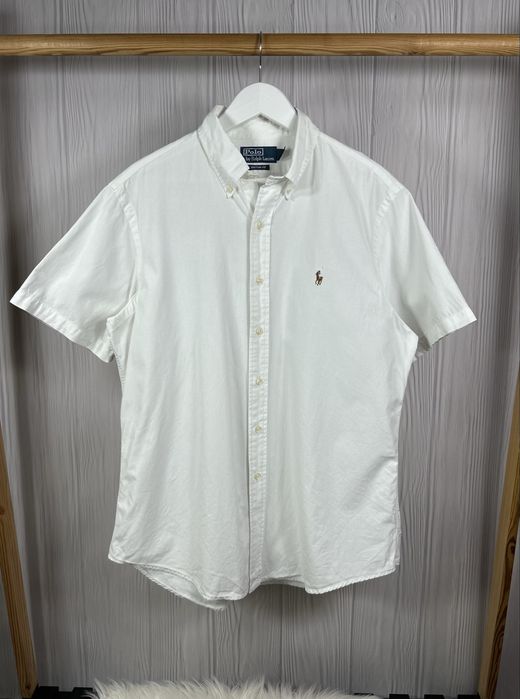 Polo Ralph Lauren Custom Fit білосніжна сорочка на короткому рукаві L