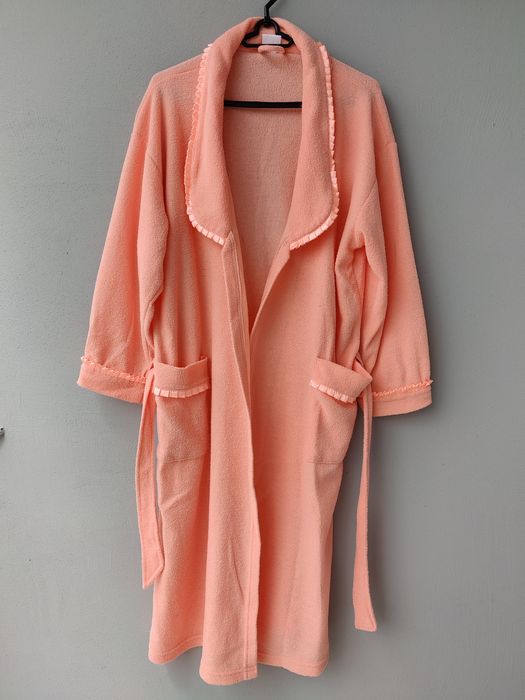 Szlafrok z kieszonkami kieszeniami morleowy S/M