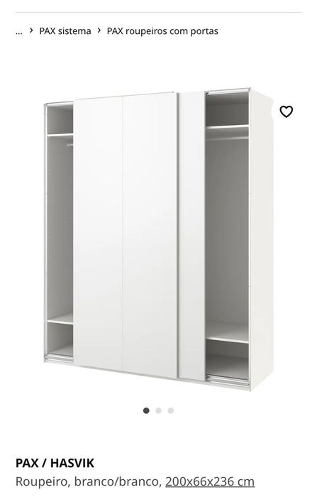 Roupeiro de 2 portas deslizantes