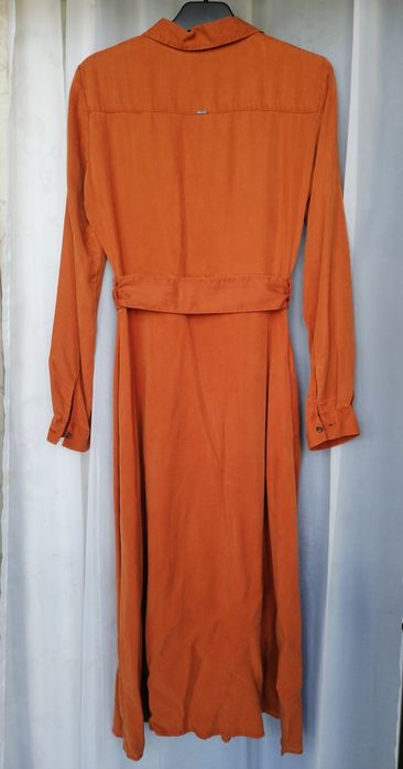 Vestido camiseiro com cinto laranja - Salsa (NOVO C/ETIQUETA)