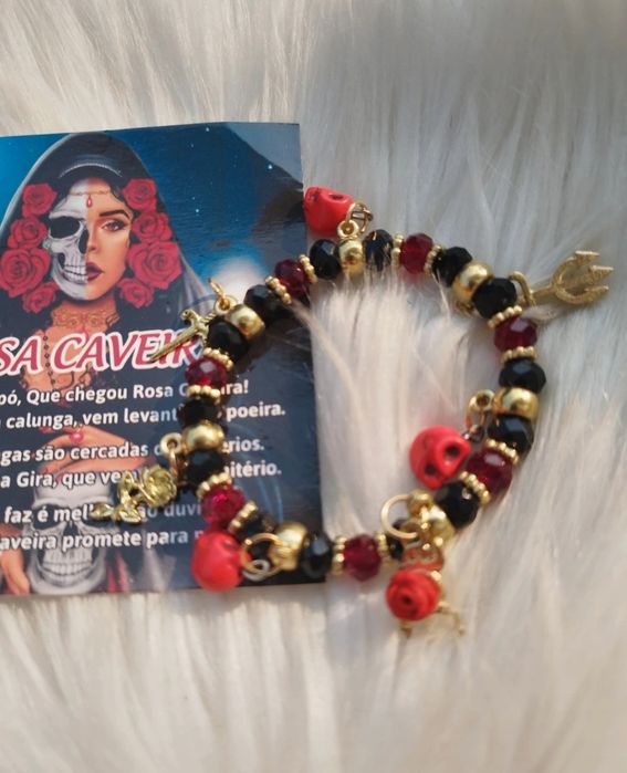 Pulseira Pomba gira Rosa Caveira