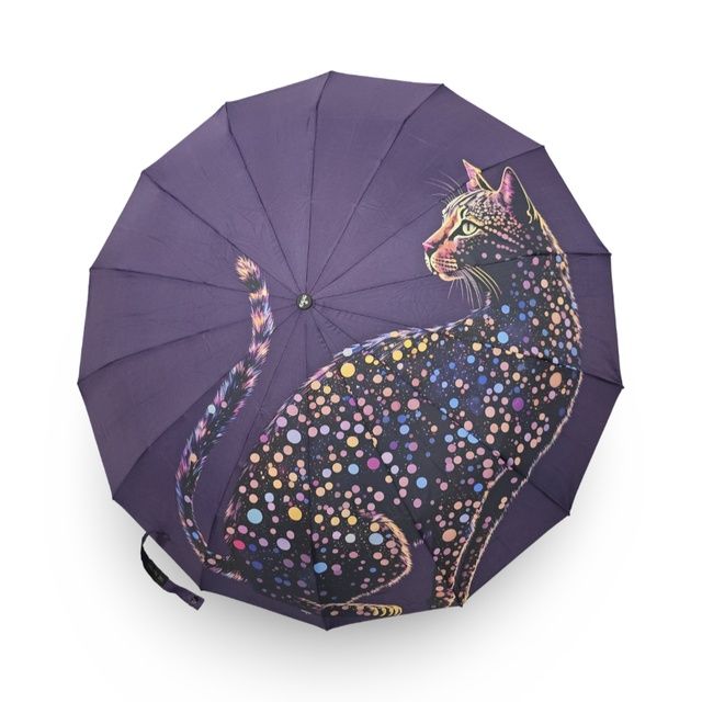 Зонт Парасолька автомат на 14 спиц 3-тройна принт Кошка "Три слона"