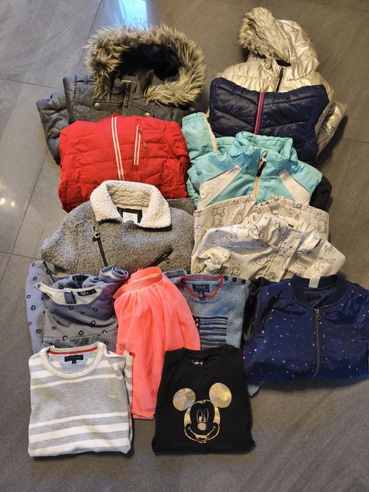 Zestaw ciuchów paka ubrań dziewczynka 122 - 134  kurtka sukienka