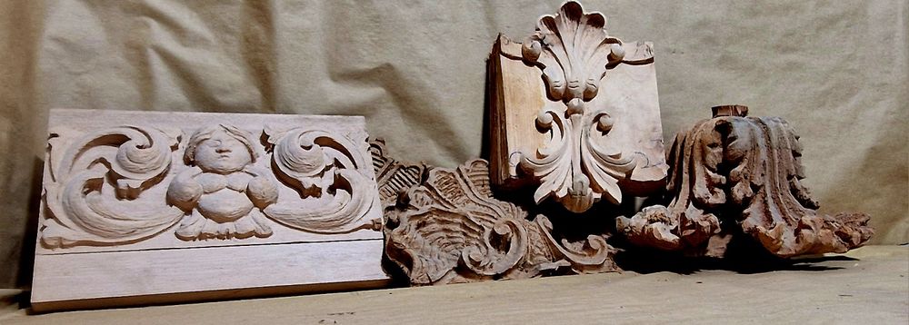 PPeças em talha de madeira esculpidas