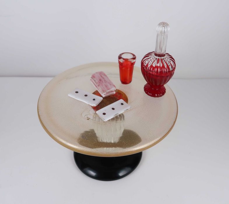 Mesa de jogos decorativa em vidro de Murano