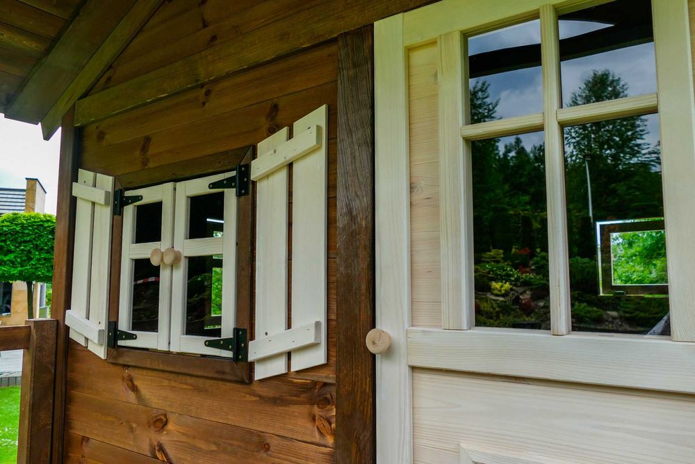 Duży domek ogrodowy dla dzieci z huśtawką Premium