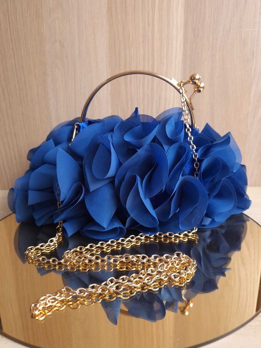 Torebka Chabrowa Z Płatkami Chmurka Do Ręki Na Ramię Kopertówka