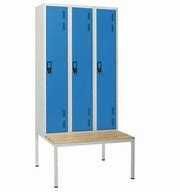 Armário Vestiário/Cacifos Triplo Cinza com banco e 1970A*900L*800P