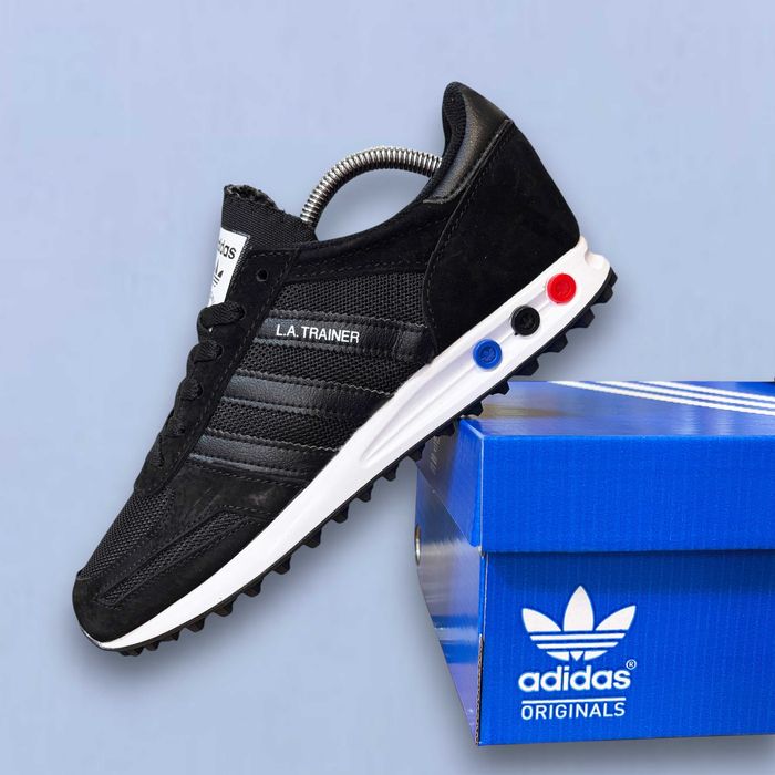 (2336) Кросівки Adidas LA Trainer чорні з білою підошвою (41-46)