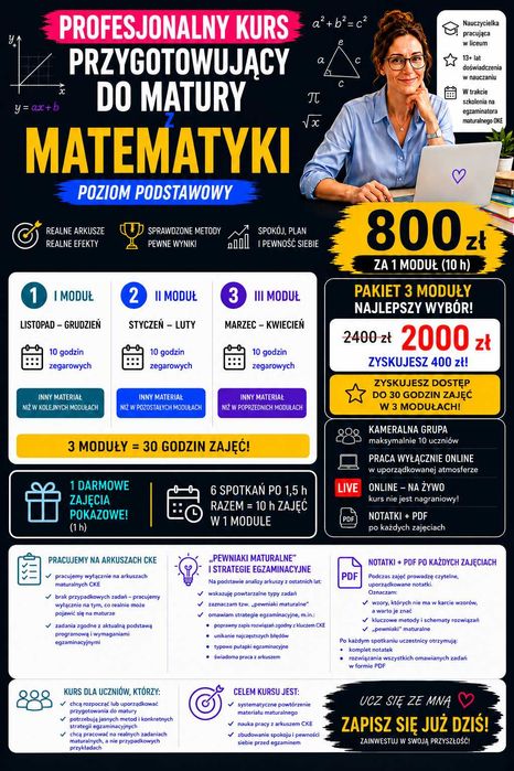 Kurs maturalny z matematyki 2027 ONLINE | poziom podstawowy