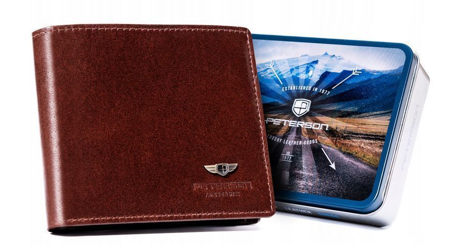 skórzany portfel męski bez zapięcia zewnętrznego - peterson
