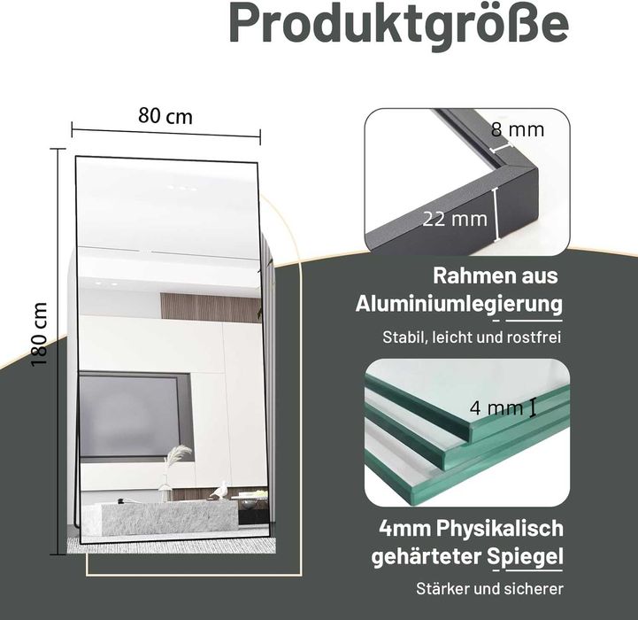 Nowe duże czarne lustro / lusterko / stojące / wiszące /80x180cm!R240!