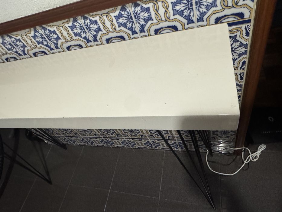 Mobiliário de corredor ou White Narrow Entrance Hallway , Mesa de consola, Branco, 80x25x110cm