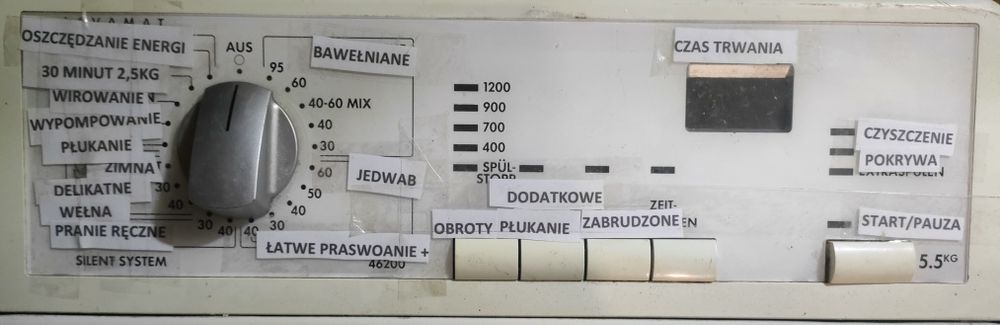 Przetlumaczona Pralka Electrolux  AEG 5,5kg 1200