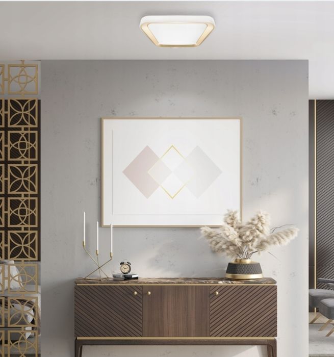 Lampa LED sufitowa Plafon łazienkowy ZŁOTY BIAŁY GLAMOUR NOWOCZESNY