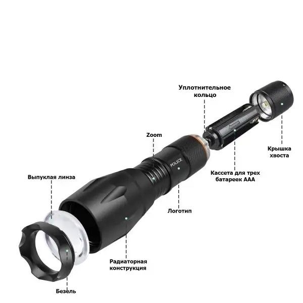 Ручной фонарь Bailong BL-1831-T6