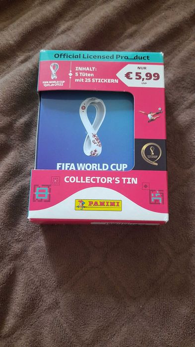 Panini wc чемпіонат світу 2022 катар qatar металевий бокс і 5 пакетики