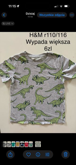 T-shirt H&M r110/116 dinozaury