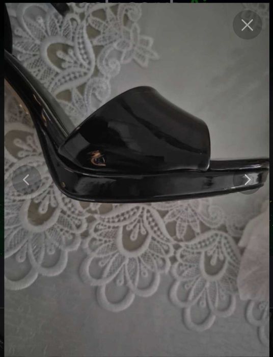 Lakierowane Szpilki czarne Nine West, Sandały na szpilce 39
