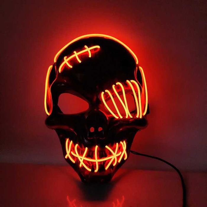 máscara led Halloween, aniversários, carnaval