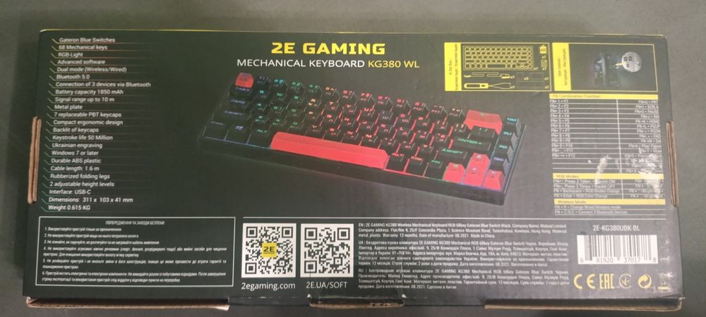 Клавіатура 2E Gaming KG380 WL механічна голубі свічі бездротова