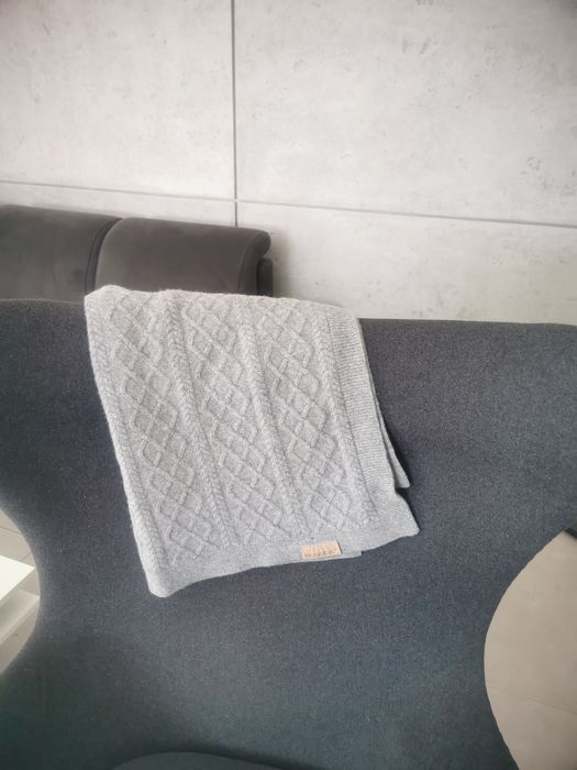 Kocyk wełniany Bugaboo. Koc wełna do wózka warkocz szary ORYGINAŁ