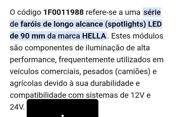 Farol longo alcance LED SPOTLIGHT Hella 90mm 12v ou 24v