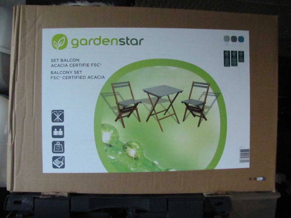 Zestaw Mebli Ogrodowych Składane Stół i 2 Krzesła drewniane