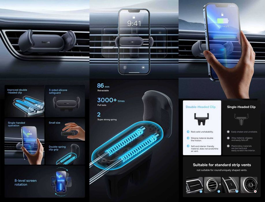 Якісні автотримачі (холдери) BASEUS для телефонів
