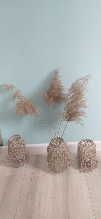 Pokrowiec świeczki wazon lampion Boho ozdoba makrama