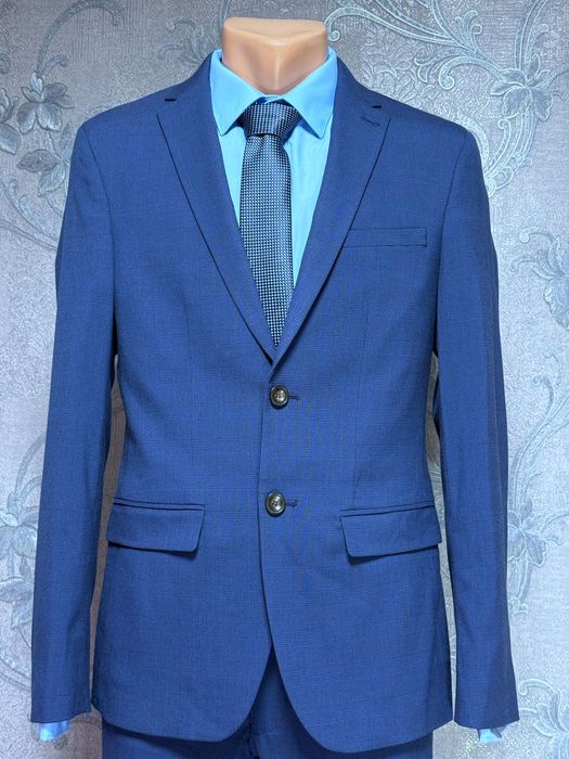 Мужской костюм двойка 46 размер на свадьбу синий нарядный